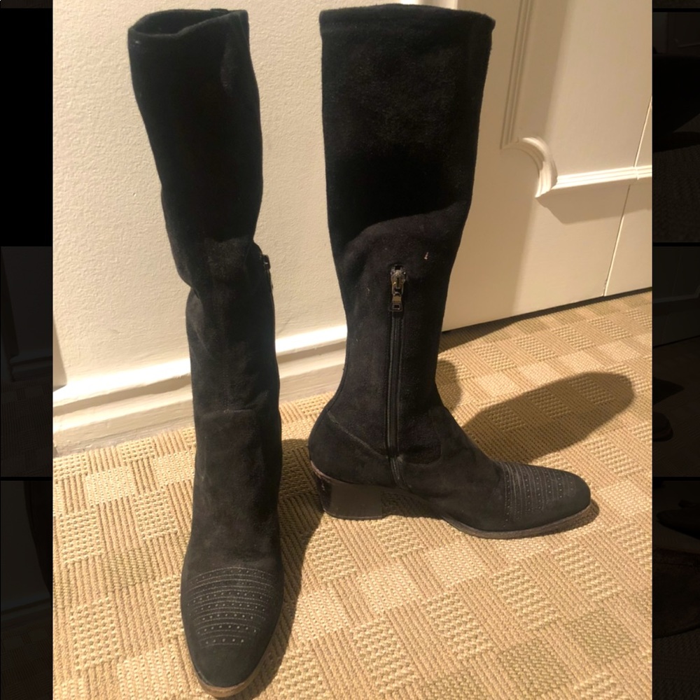 PRADA Suede Black Tall Skinny Boots
